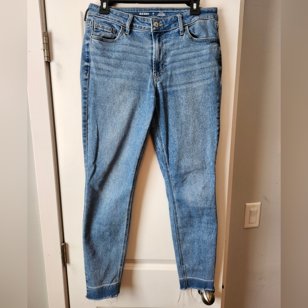 Old Navy Mid Rise Rockstar Super Skinny Ankle Jeans Light Wash Size 10 Tall Long